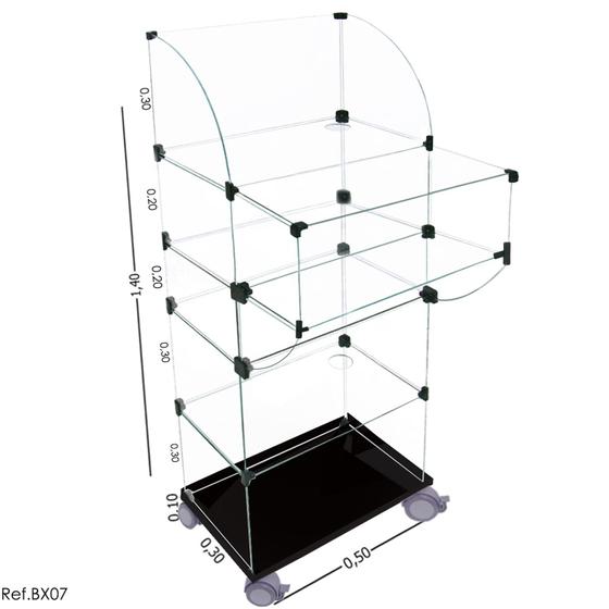 Imagem de Balcão De Vidro Caixa C/ Mdf Preto 0,50 X 1,40 X 0,30