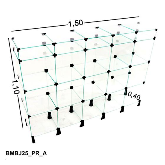 Imagem de Balcão de Vidro com Porta Bijuteria - C/ Conectivo Preto -  - 1,50 x 1,10 x 0,40m