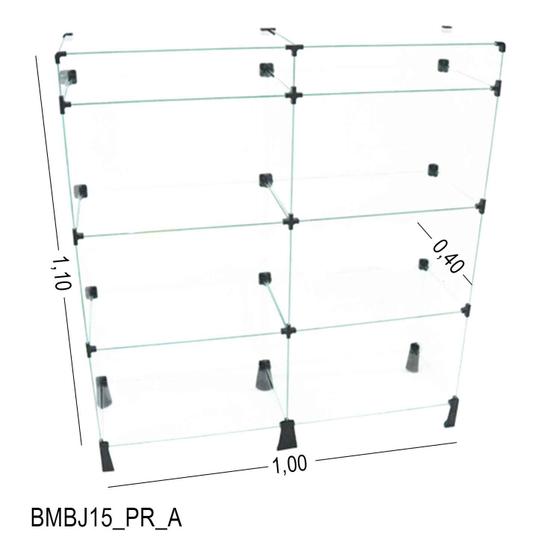 Imagem de Balcão de Vidro com Porta Bijuteria - C/ Conectivo Preto -  MOD.50 - 1,00 x 1,10 x 0,40m