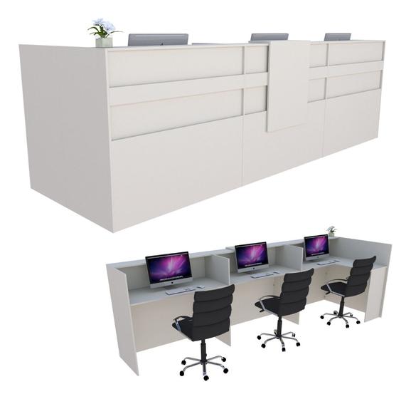 Imagem de Balcão em L Caixa 294cm Branco - Linha Premium - Mod 1.1