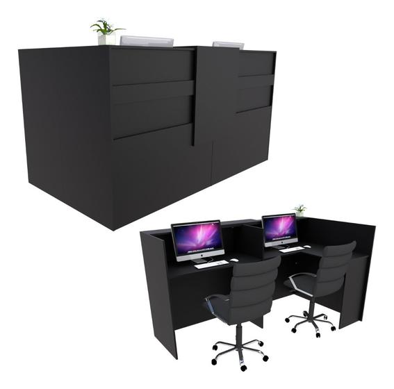 Imagem de Balcão em L Recepção 193cm Preto - Linha Premium - Mod 1.1