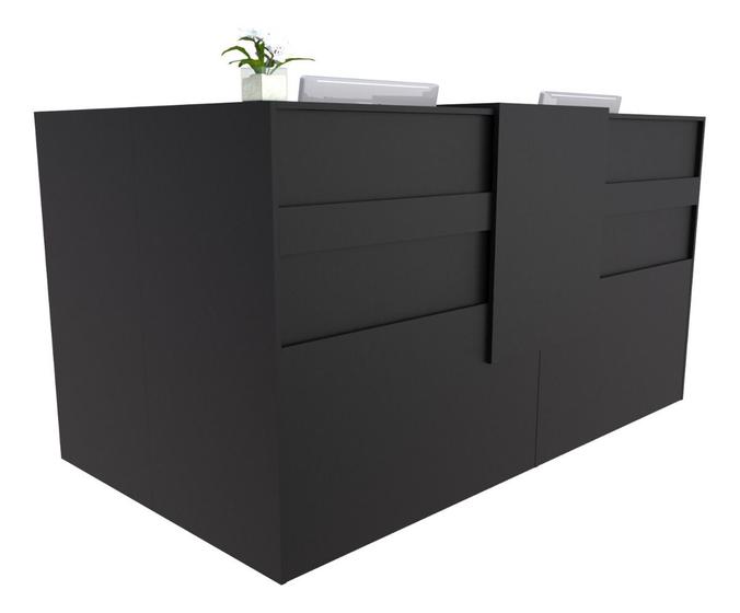 Imagem de Balcão em L Recepção Caixa 174cm Preto - Linha Premium - 1.1