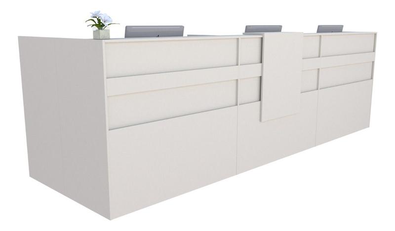 Imagem de Balcão em L Recepção Caixa 324cm Branco - Linha Premium  1.1