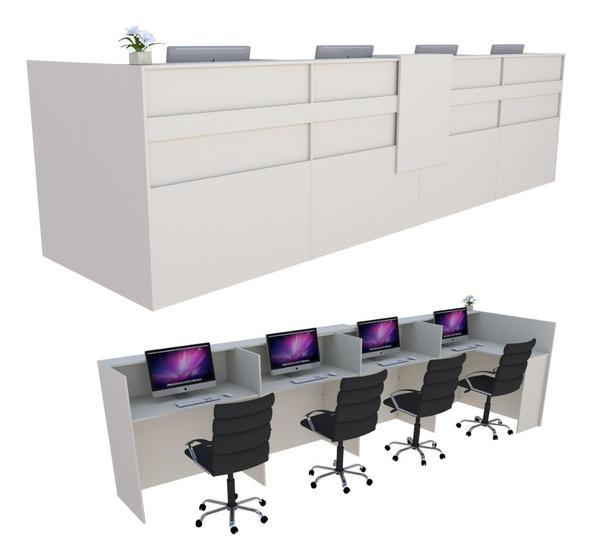 Imagem de Balcão em L Recepção Caixa 453cm Branco - Linha Premium  1.1