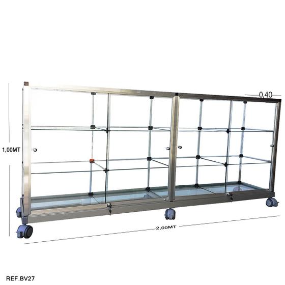 Imagem de Balcão expositor Modulado em Vidro - 2,00 x 1,00 x 0,40