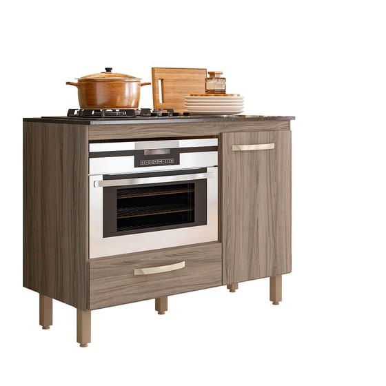 Imagem de Balcão Fit para Cooktop 105 - 1 Porta 1 Gaveta Carvalho Nature - Nicioli