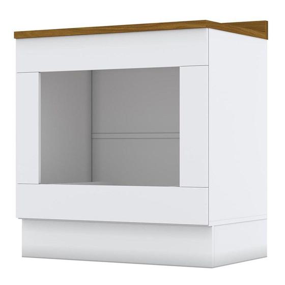 Imagem de Balcão Forno de Embutir 80cm Americana Branco com Tampo Nature - Móveis Henn