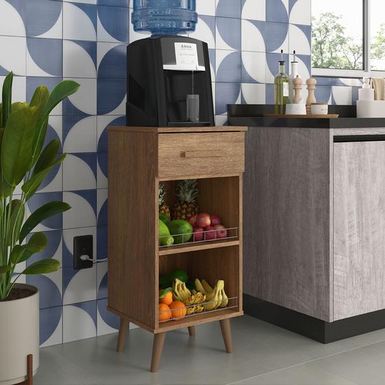 Imagem de Balcão Fruteira Fênix multiuso para cozinha com 1 gaveta - Canela