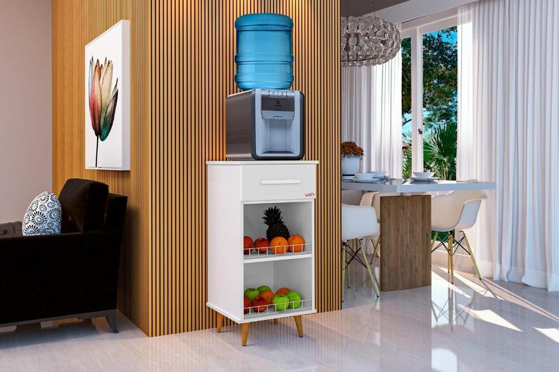 Imagem de Balcão / Fruteira Para Bebedouro FE Estilo Retrô Com Gaveta Cor Branco