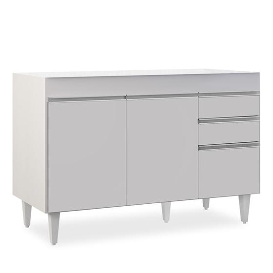 Imagem de Balcão Gabinete 120cm 3 Portas 2 Gavetas Michigan Branco - Lumil