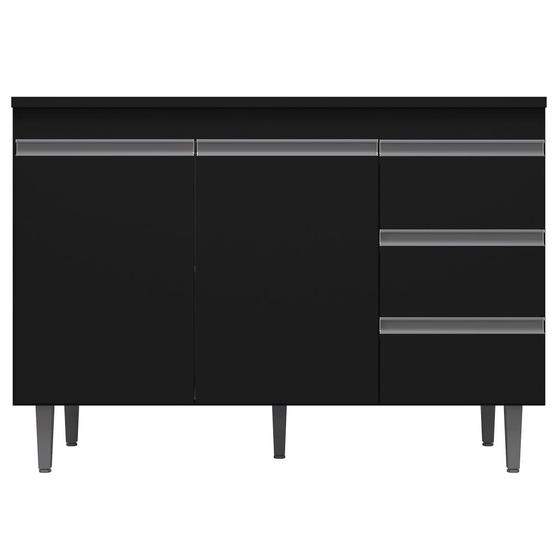 Balcão Gabinete Cozinha Andréia 120cm Com Tampo 2 Portas Preto - Desk Design Menor preço em Balcão Gabinete Cozinha Andréia 120cm Com Tampo 2 Portas Preto - Desk Design
