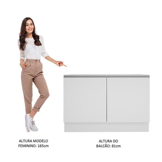 Imagem de Balcão Gabinete de Pia Armário de Cozinha 120 cm 2 Portas Branco Glamy Madesa