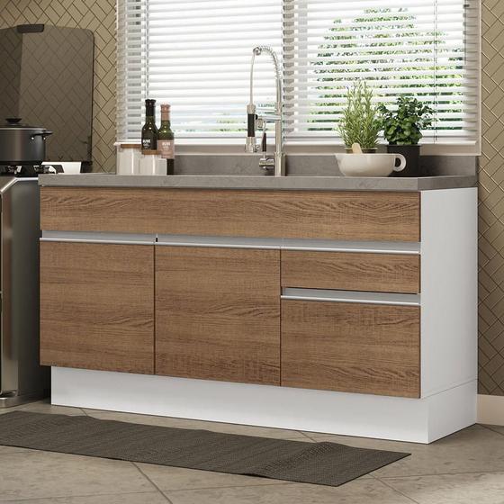 Balcão Gabinete de Pia Armário de Cozinha 150 cm 2 Gavetas 2 Portas ...