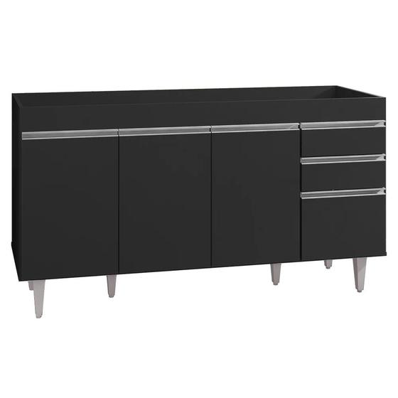 Balcão Gabinete de Pia sem Tampo 150cm 4 Portas 2 Gavetas Marrocos Preto - Lumil é boa?