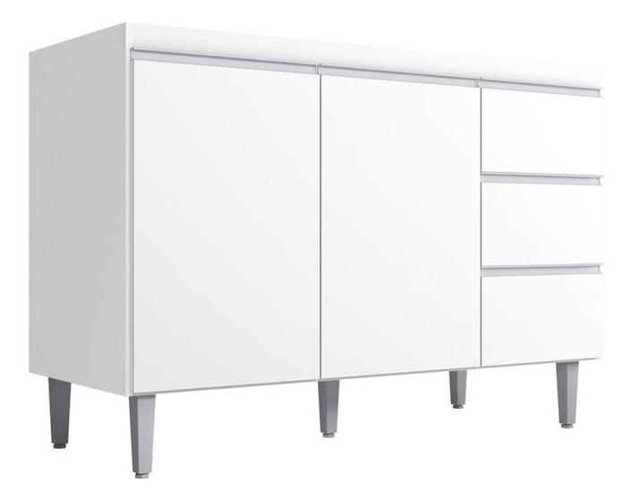 Imagem de Balcão Gabinete Multiuso Andreia 100cm 2 Portas 1 Gav Amendoa/Pt
