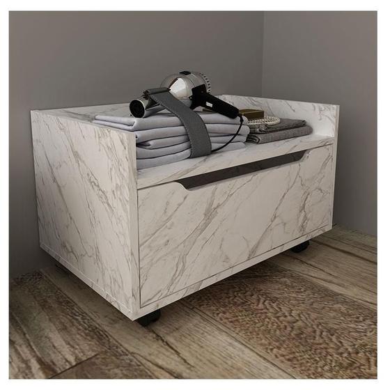 Imagem de Balcão Gabinete para Banheiro Ambiente BN3647 Mármore Branco - Tecnomobili