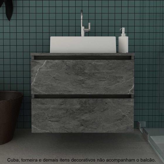 Imagem de Balcão Gabinete para Banheiro sem Cuba Suspenso com gavetas 60cm BN3607 Tecno Mobili