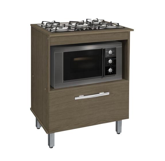 Imagem de Balcão gabinete para cooktop de 5 bocas e para forno elét. bur 01 porta cor freijó amadeirado