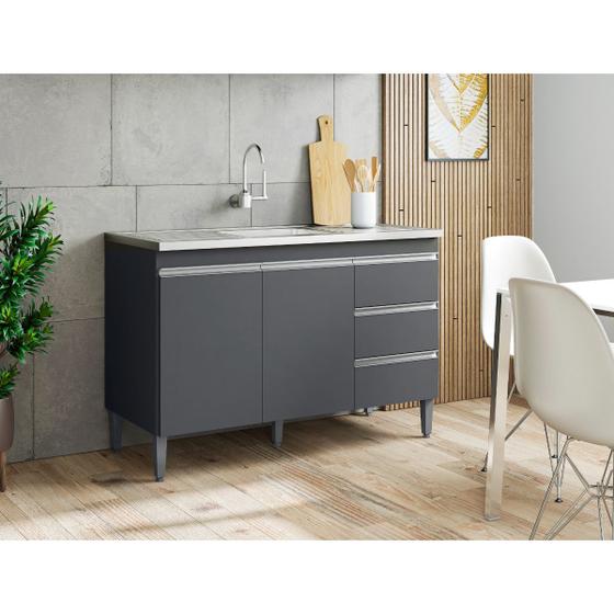 Balcão Gabinete Para Cozinha Andréia 120 cm com Tampo - AJL - Gabinete ...