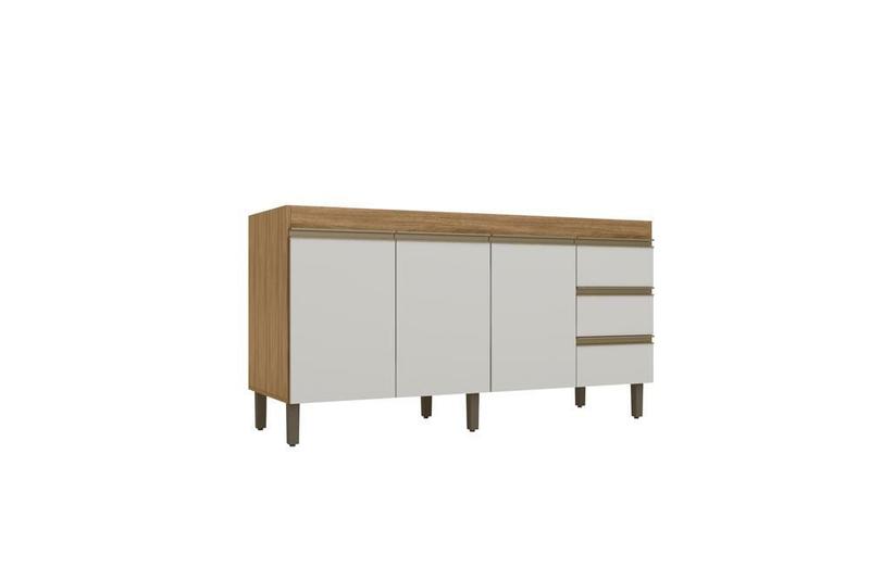 Imagem de Balcão Gabinete para Pia 3 portas 3 Gavetas 160cm Nature/Off White - Peternella