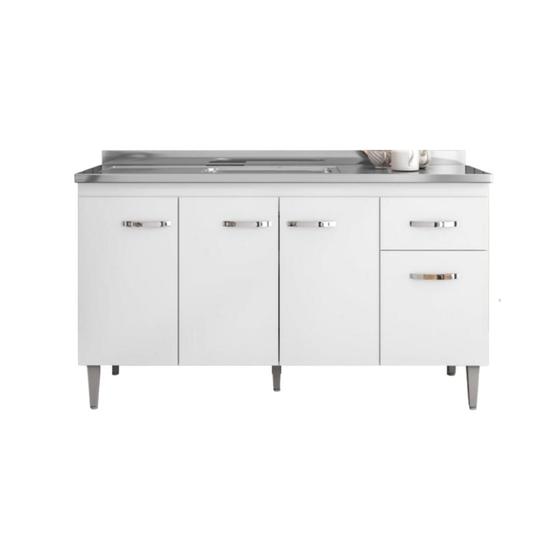 Balcão Gabinete Para Pia Gabriela Sem Tampo 150cm 4 Portas 1 Gaveta - Ajl Móveis Menor preço em Balcão Gabinete Para Pia Gabriela Sem Tampo 150cm 4 Portas 1 Gaveta - Ajl Móveis