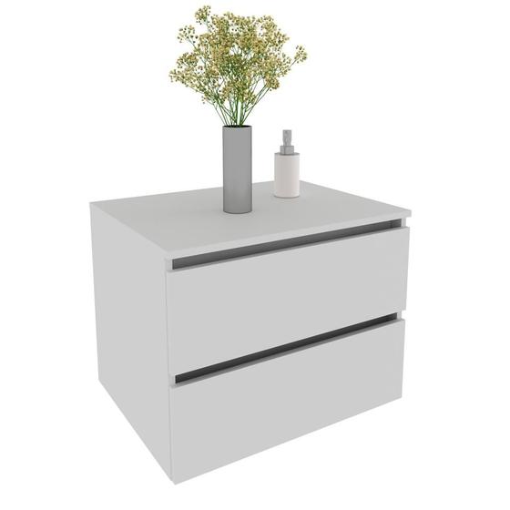 Imagem de Balcão Gabinete Suspenso para Banheiro 60cm com 2 Gavetas BN3607 Branco - Tecno