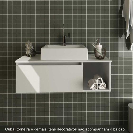 Imagem de Balcão Gabinete Suspenso para Banheiro sem Cuba 80cm BN3601 Tecno Mobili