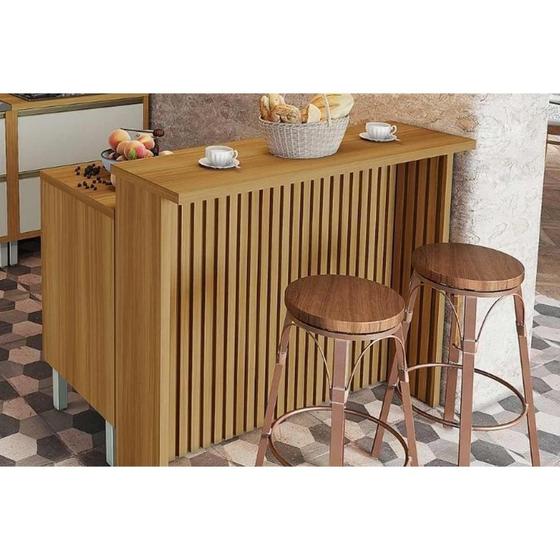 Imagem de Balcão Ilha Cozinha Gourmet Princesa c/ 1 Porta e 2 Gavetas 120cm Freijo/Off White - Nesher