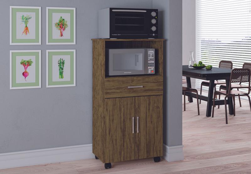 Imagem de Balcão Ipê para microondas com 2 portas e 1 gaveta para cozinha - Várias Cores
