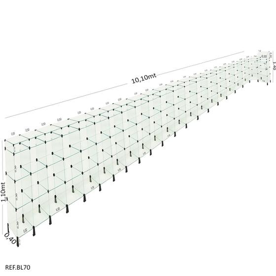 Imagem de Balcão L Em Vidro Modulado C/ Caixa 10,10 X 1,10 X 1,10 X 0,40