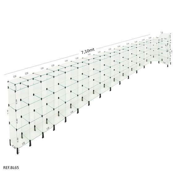 Imagem de Balcão L Em Vidro Modulado C/ Caixa 7,10x 1,10 x 1,10 x 0,30