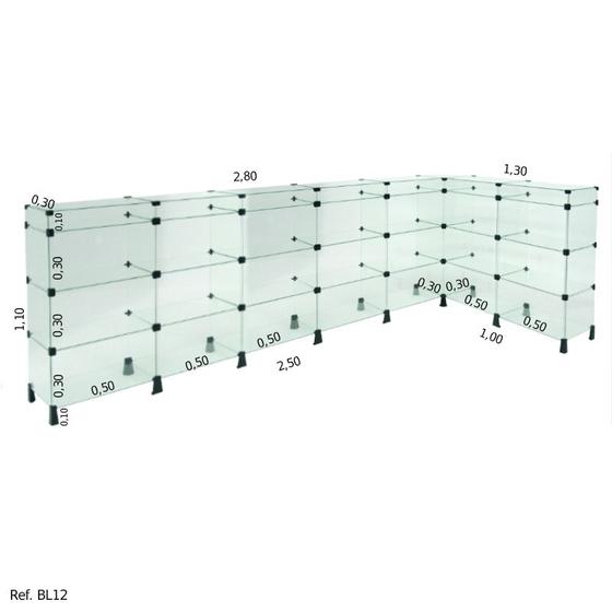 Imagem de Balcão L Invertido Porta Bijuterias - 2,50 x 1,10 x 1,00