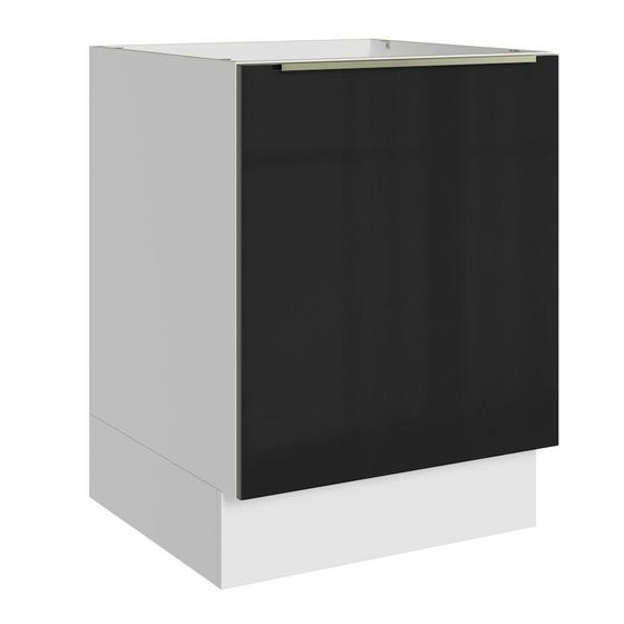 Imagem de Balcão Madesa Lux 60 cm 1 Porta - Branco/Preto