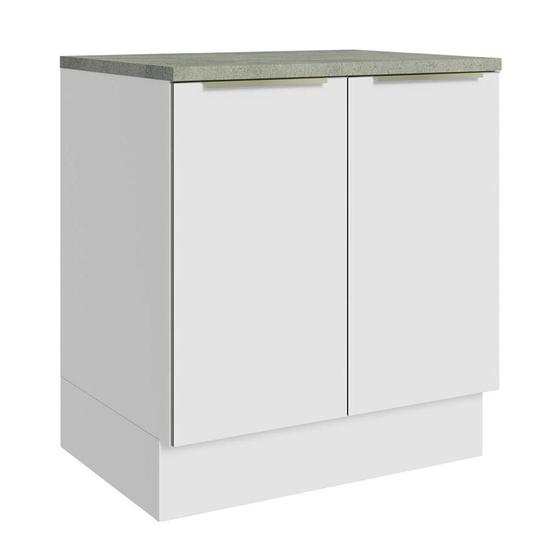Balcão Madesa Lux 70 cm 2 Portas - Branco/Branco Veludo (Com Tampo) Menor preço em Balcão Madesa Lux 70 cm 2 Portas - Branco/Branco Veludo (Com Tampo)
