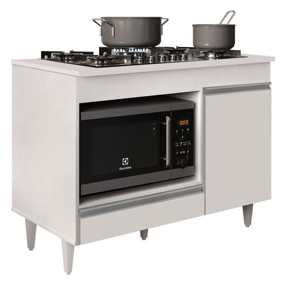 Imagem de Balcão Multiuso para Cooktop 4 Bocas Georgia Branco - Lumil Móveis