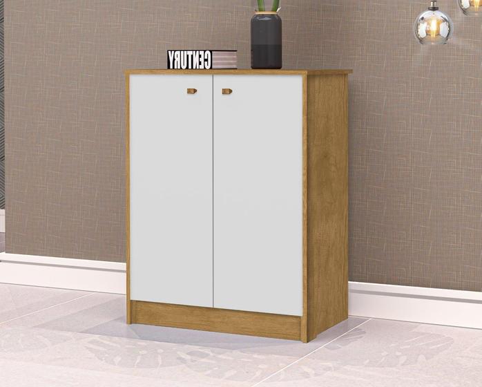 Imagem de Balcão Off Para Escritório 2 Portas Com Prateleira Interna Cor Nature/Off White