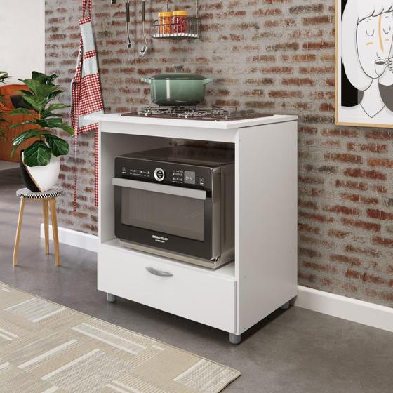 Balcão para Cooktop 4 Bocas e Forno Elétrico Branco Completa Móveis