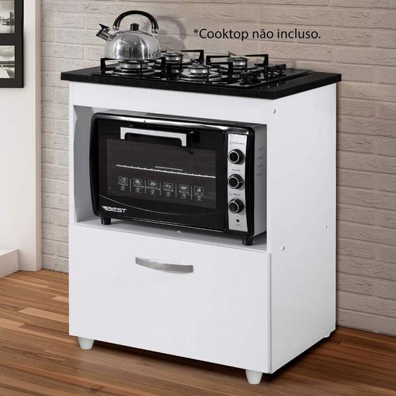 Imagem de Balcão Para Cooktop 4 Bocas Salvia Branco Kaiki Móveis