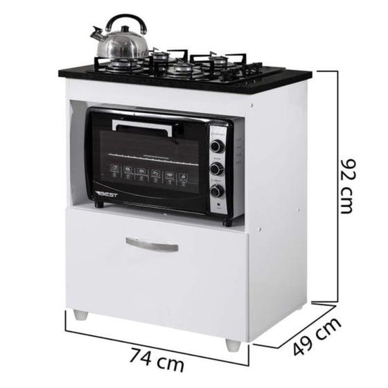 Imagem de Balcão para Cooktop 4 Bocas Salvia Kaiki Móveis Branco