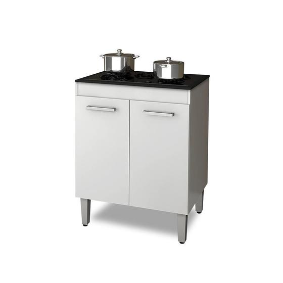 Balcão para cooktop 5 bocas 2 portas branco Menor preço em Balcão para cooktop 5 bocas 2 portas branco