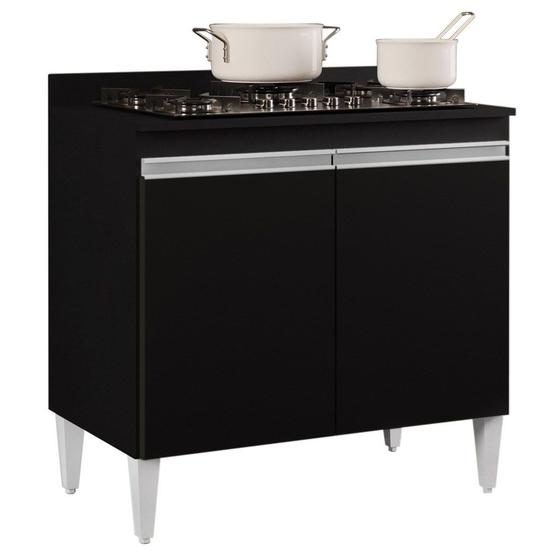 Imagem de Balcão para Cooktop 80cm 2 Portas Flórida Preto - Lumil