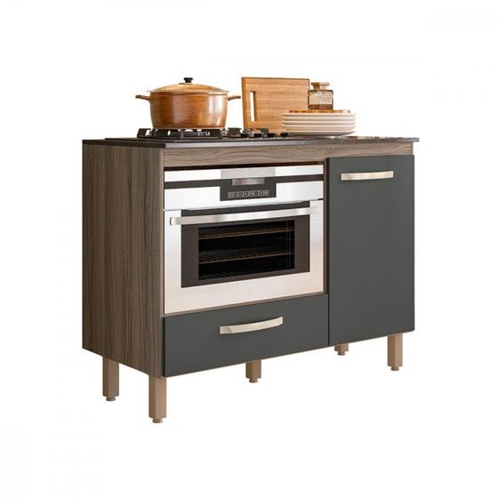 Imagem de Balcão para Cooktop Fit 4 ou 5 Bocas e Forno Carvalho Nature com Chumbo Nicioli