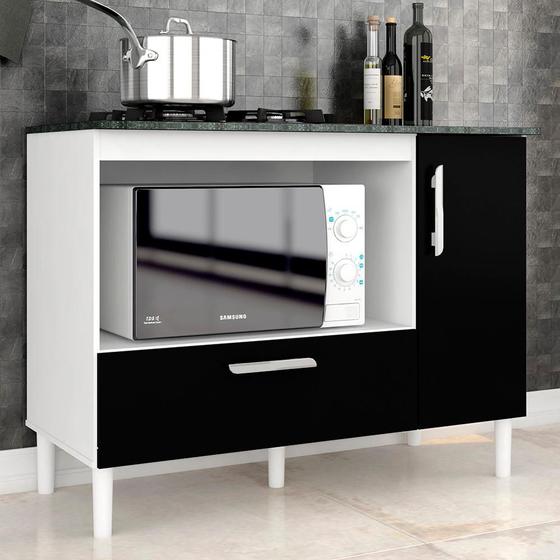 Balcão Para Cooktop Mila 1 Pt 1 Gav Branco/ Preto - Móveis Arapongas Menor preço em Balcão Para Cooktop Mila 1 Pt 1 Gav Branco/ Preto - Móveis Arapongas