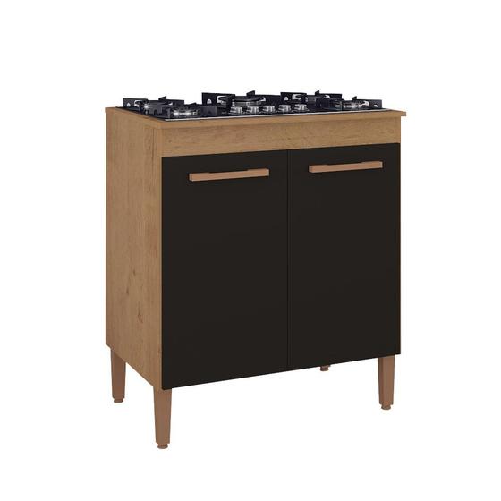 Balcão para Cooktop para 4 Bocas 2 Portas Miami Preto Atualle 6750