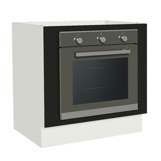 Imagem de Balcão para Forno de Embutir 80 x 60 cm Sem Tampo Branco/Preto Agata, Glamy, Stella Madesa