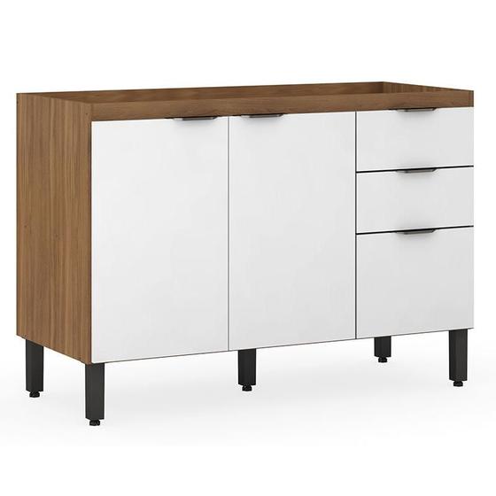 Balcão para Pia Firenze 120 cm Amêndola Branco - Demóbile Menor preço em Balcão para Pia Firenze 120 cm Amêndola Branco - Demóbile