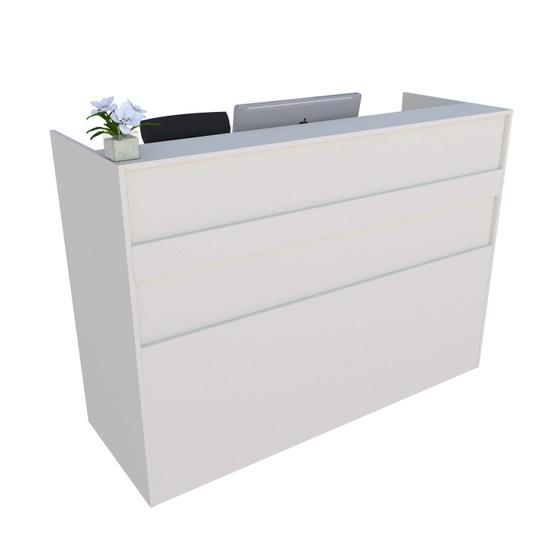 Imagem de Balcão Recepção Caixa 141cm Branco - Linha Premium - Mod 1.3