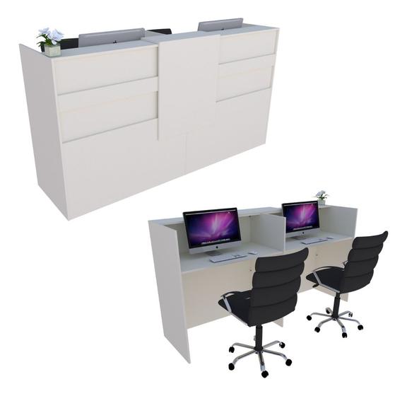 Imagem de Balcão Recepção Caixa 218cm Branco - Linha Premium - Mod 1.1