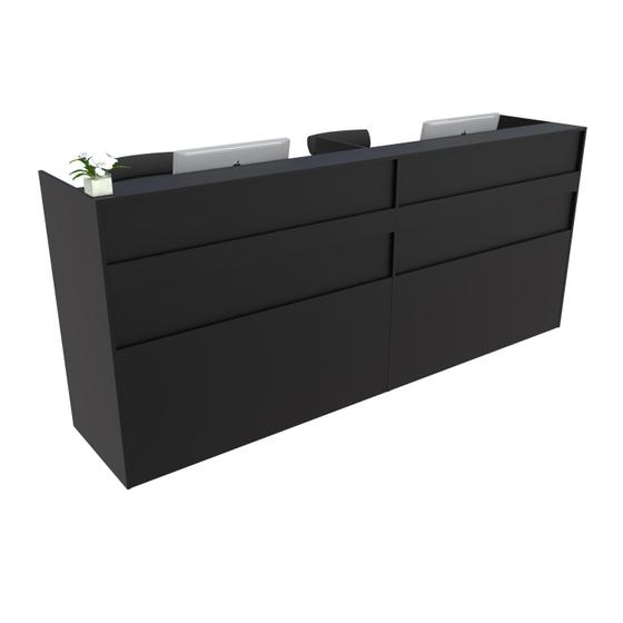 Imagem de Balcão Recepção Caixa 242cm Preto - Linha Premium - Mod 1.3