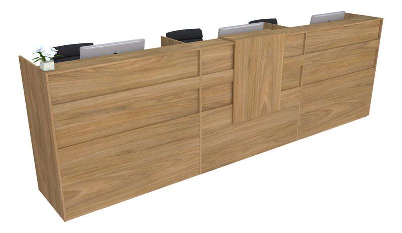 Imagem de Balcão Recepção Caixa 293cm Freijó Syncro - Linha Premium - Modelo 1.1